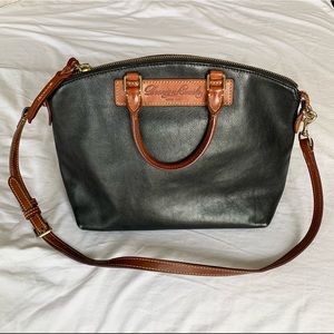 Dooney & Bourke | Leather Domed Satchel Handbag Purse in Black and Brown